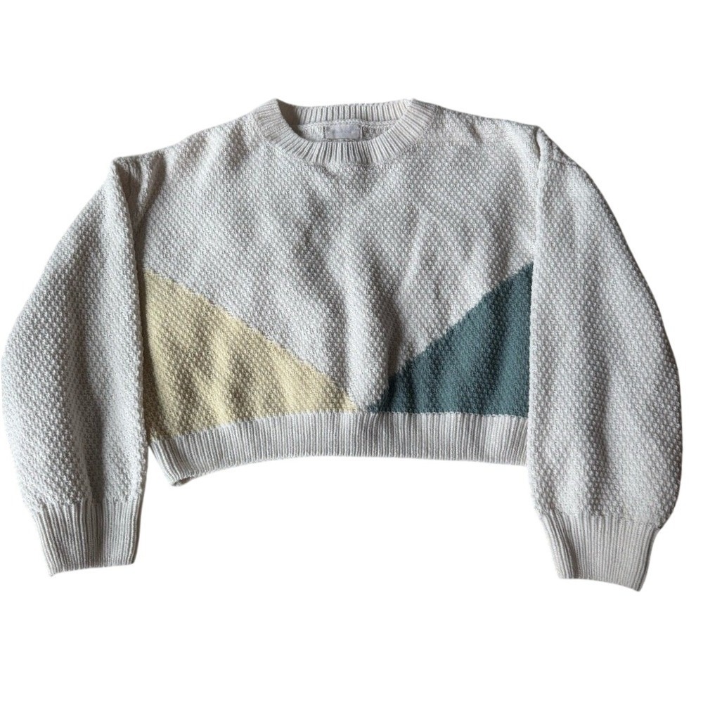 Altar'd State Textured Cream and Colorblock Sweater
